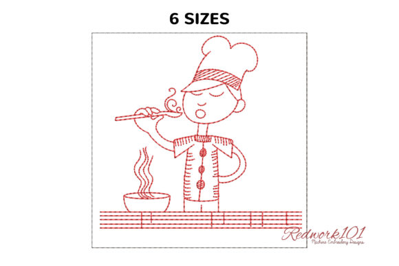 A Cook in the Kitchen Redwork Design