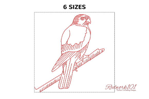 American Kestrel Redwork Design