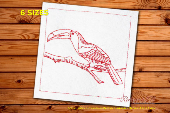 Beautiful Toucan Bird Redwork Design