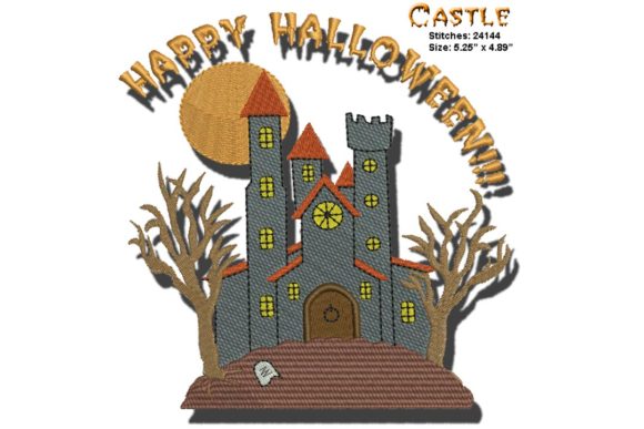 Halloween Castle Embroidery Design